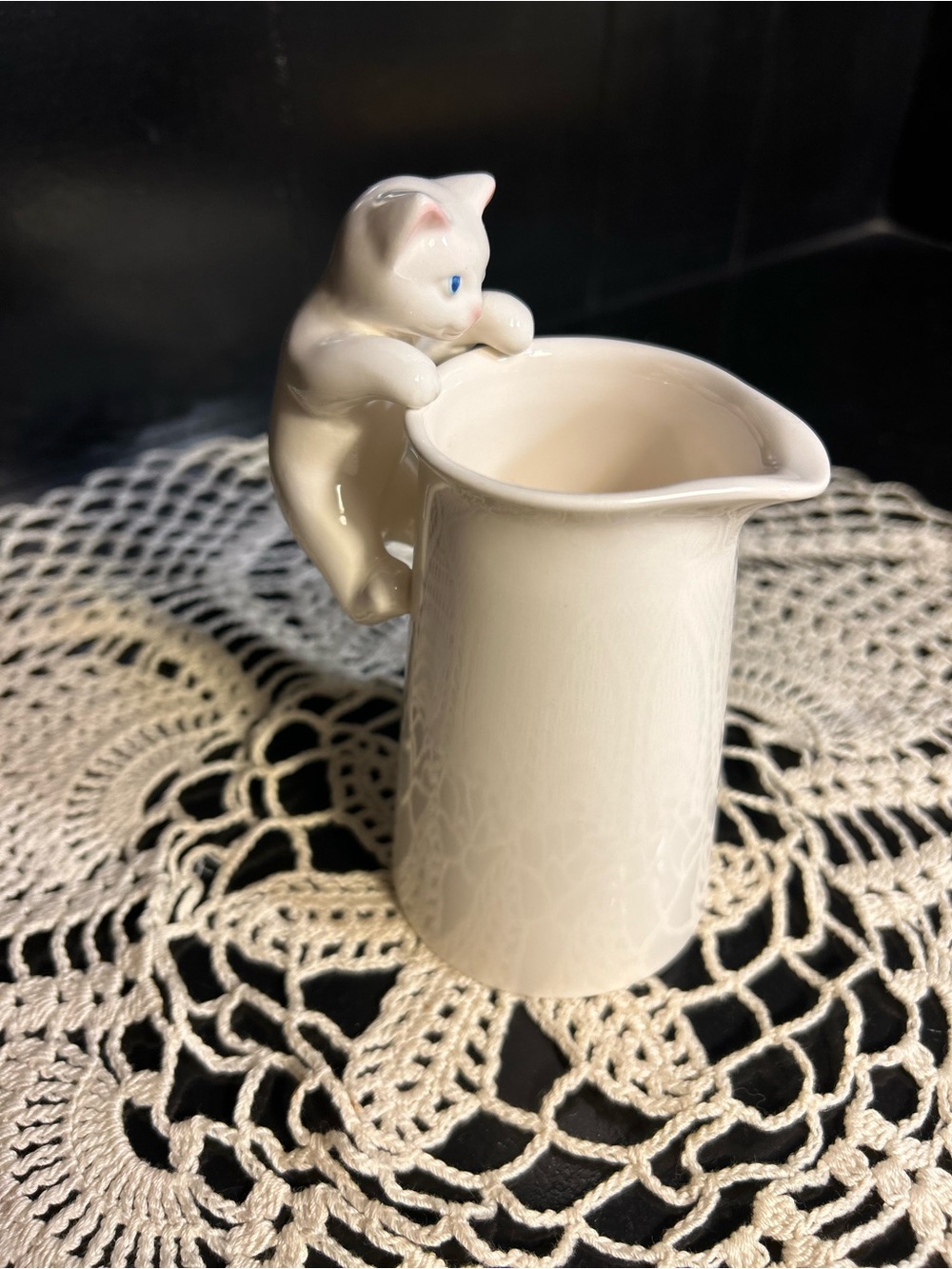 White Ceramic Kitty Creamer Pitcher